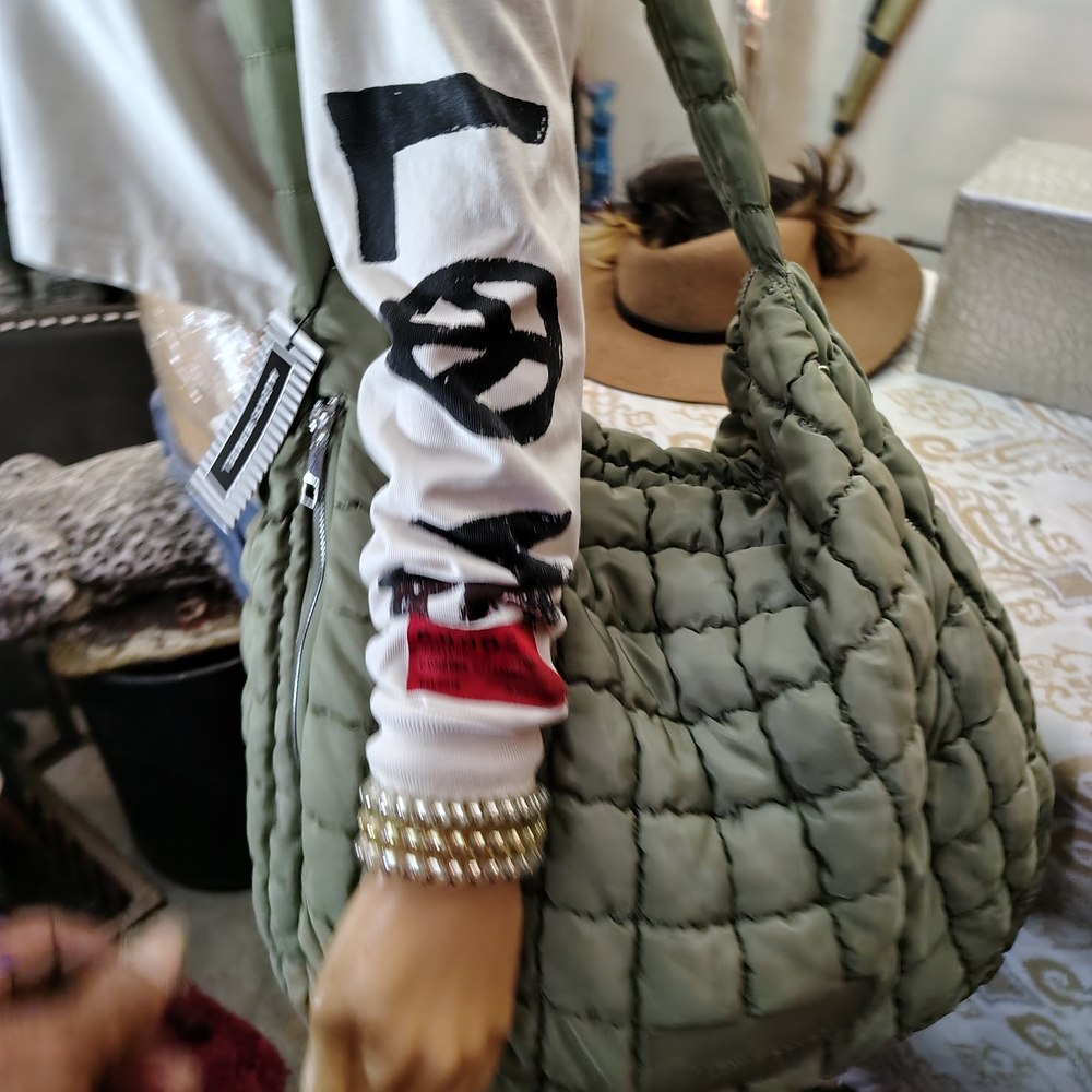 Alexis Bendel Green Puffer Tote Bag